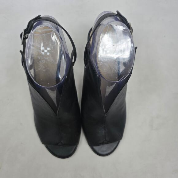 Vince Camuto Leather Peep Toe Slingback Heels Womens 8M Black - Picture 4 of 8